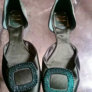 Roger Vivier Satin D'Orsay Flats, 39